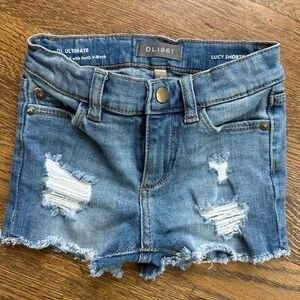 DL1961 DL 1961 Kids' Lucy Ripped Cutoff Denim Shorts, size 4